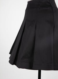 Jupe courte patineuse unie - Noir intense