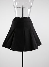Jupe courte patineuse unie - Noir intense