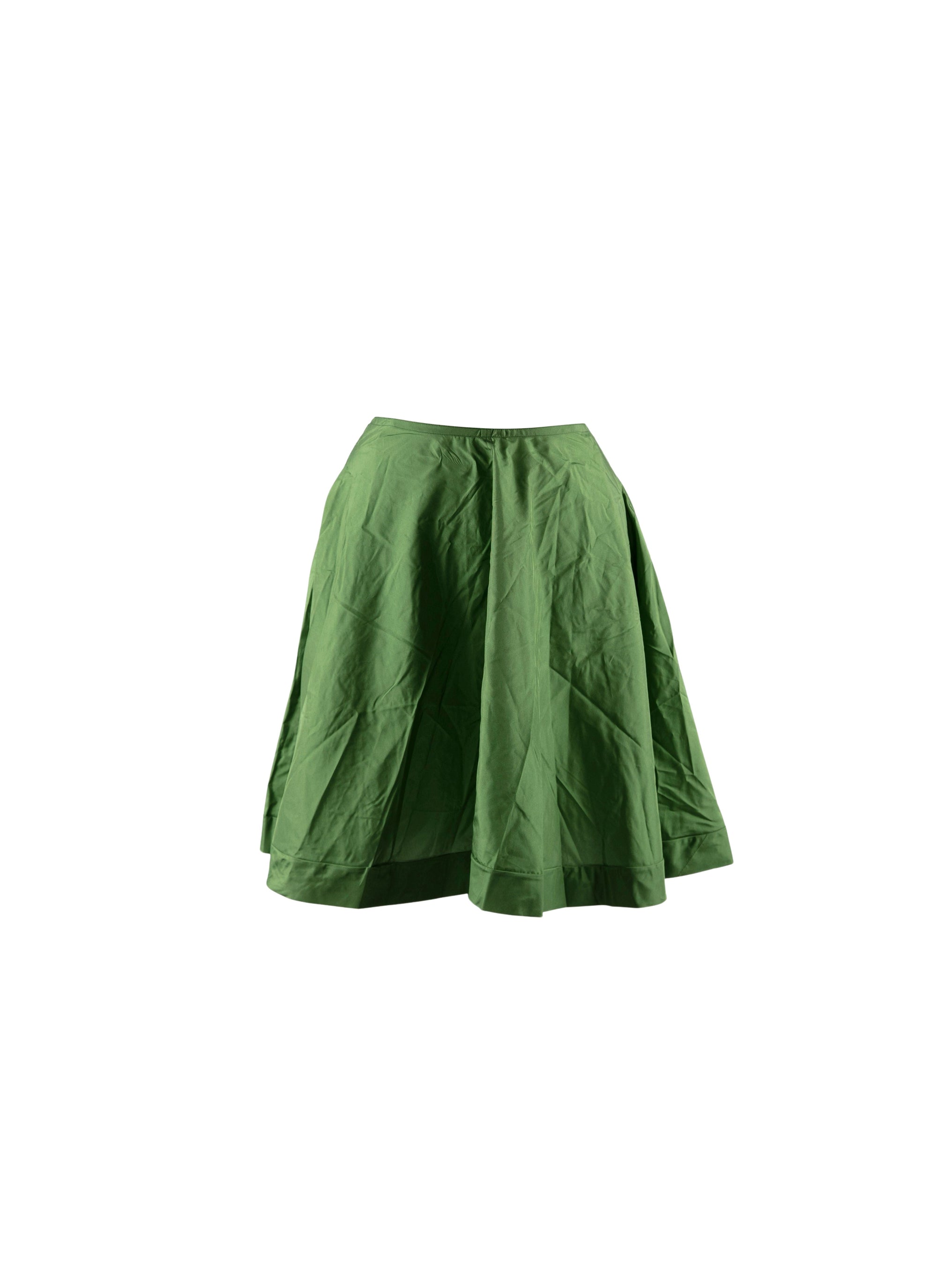 Jupe patineuse unie avec détails - Vert