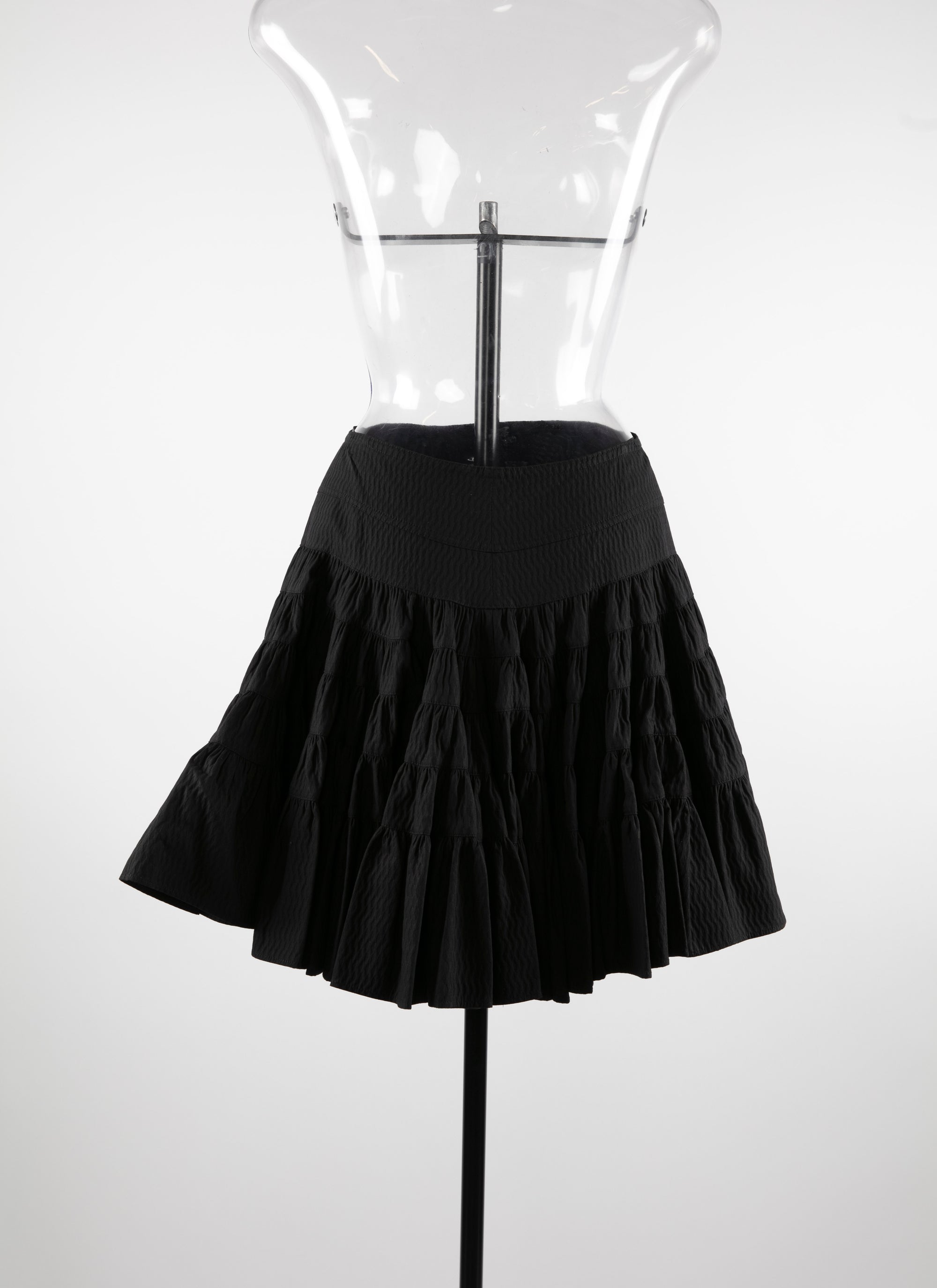 Jupe patineuse asymétrique à fronces - Noir