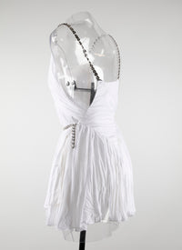 Mini dress with heart embellished straps and belt - White iridescent