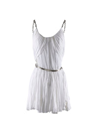 Mini dress with heart embellished straps and belt - White iridescent