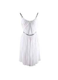 Robe courte à bretelles et ceinture ornés de cœur - Blanc Nacre