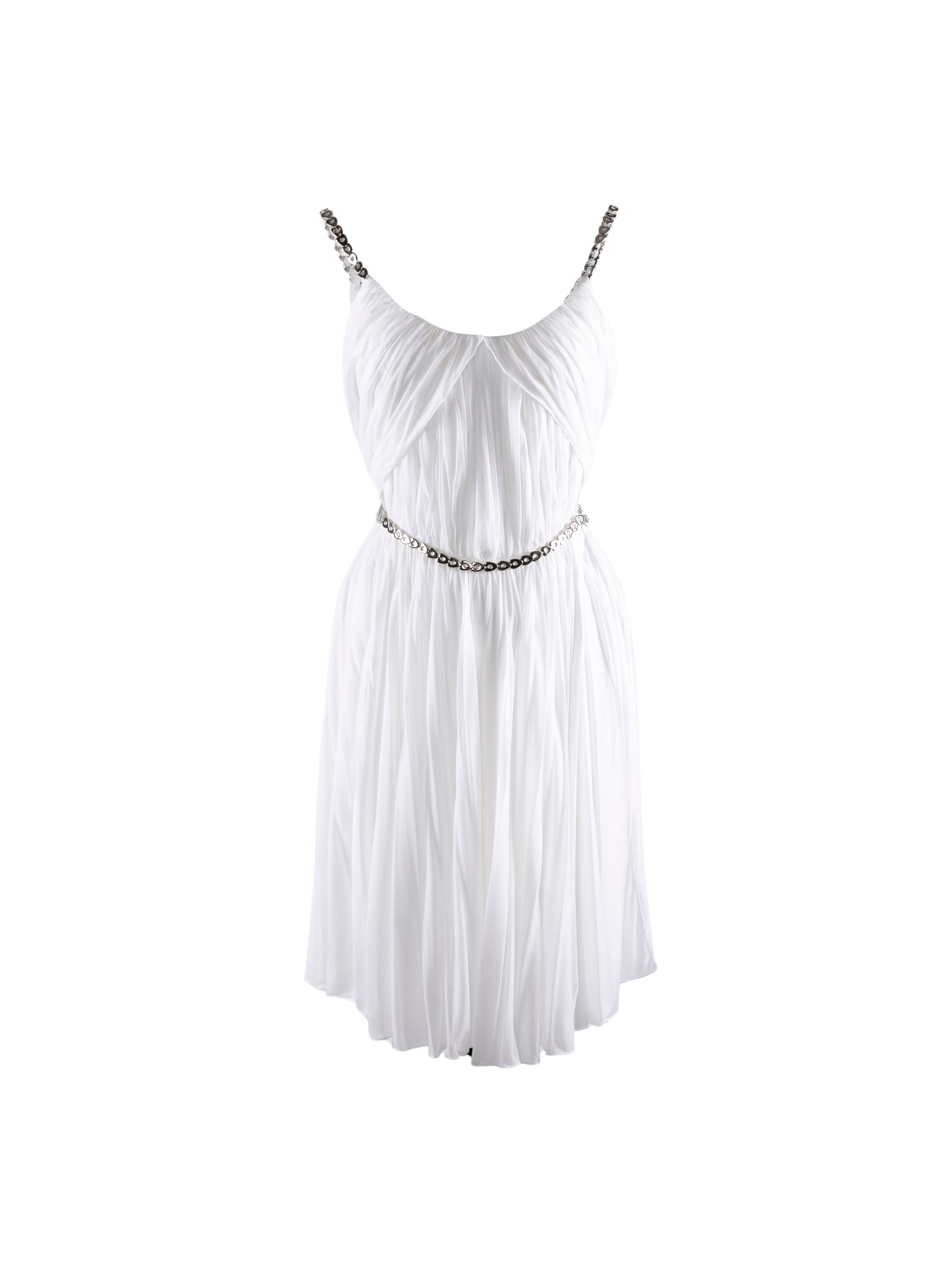 Robe courte à bretelles et ceinture ornés de cœur - Blanc Nacre