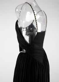 Robe à bretelles et ceinture ornés de coeur - Noir
