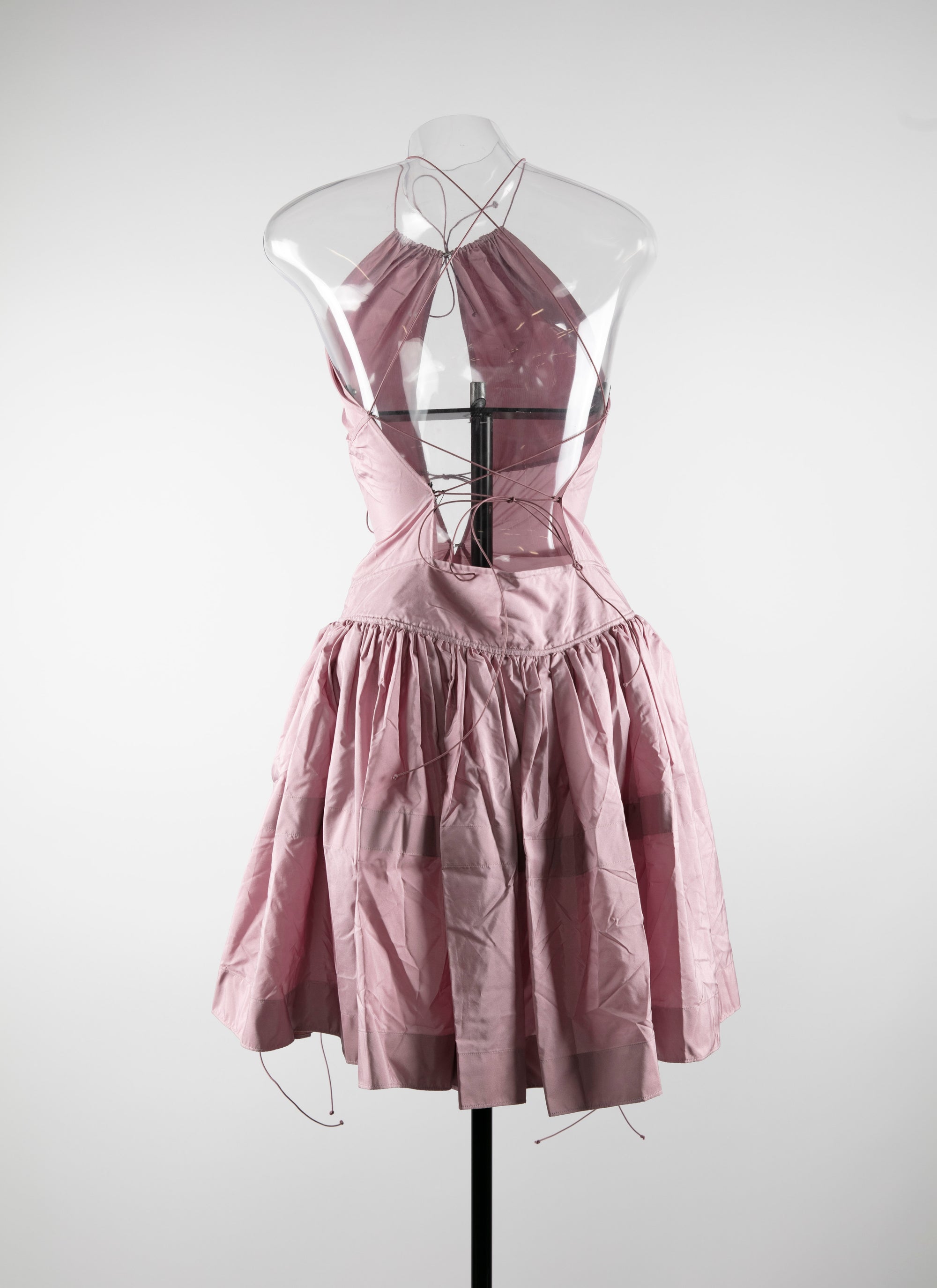Silk lace short dress - Beige pink