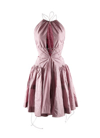Silk lace short dress - Beige pink