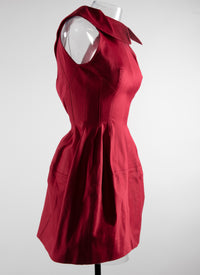 Robe courte évasée sans manches à col chemise - Framboise
