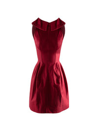 Robe courte évasée sans manches à col chemise - Framboise