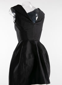 Robe courte évasée sans manches à col chemise - Noir