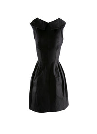 Robe courte évasée sans manches à col chemise - Noir