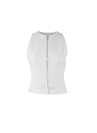 Sleeveless zip cardigan - White