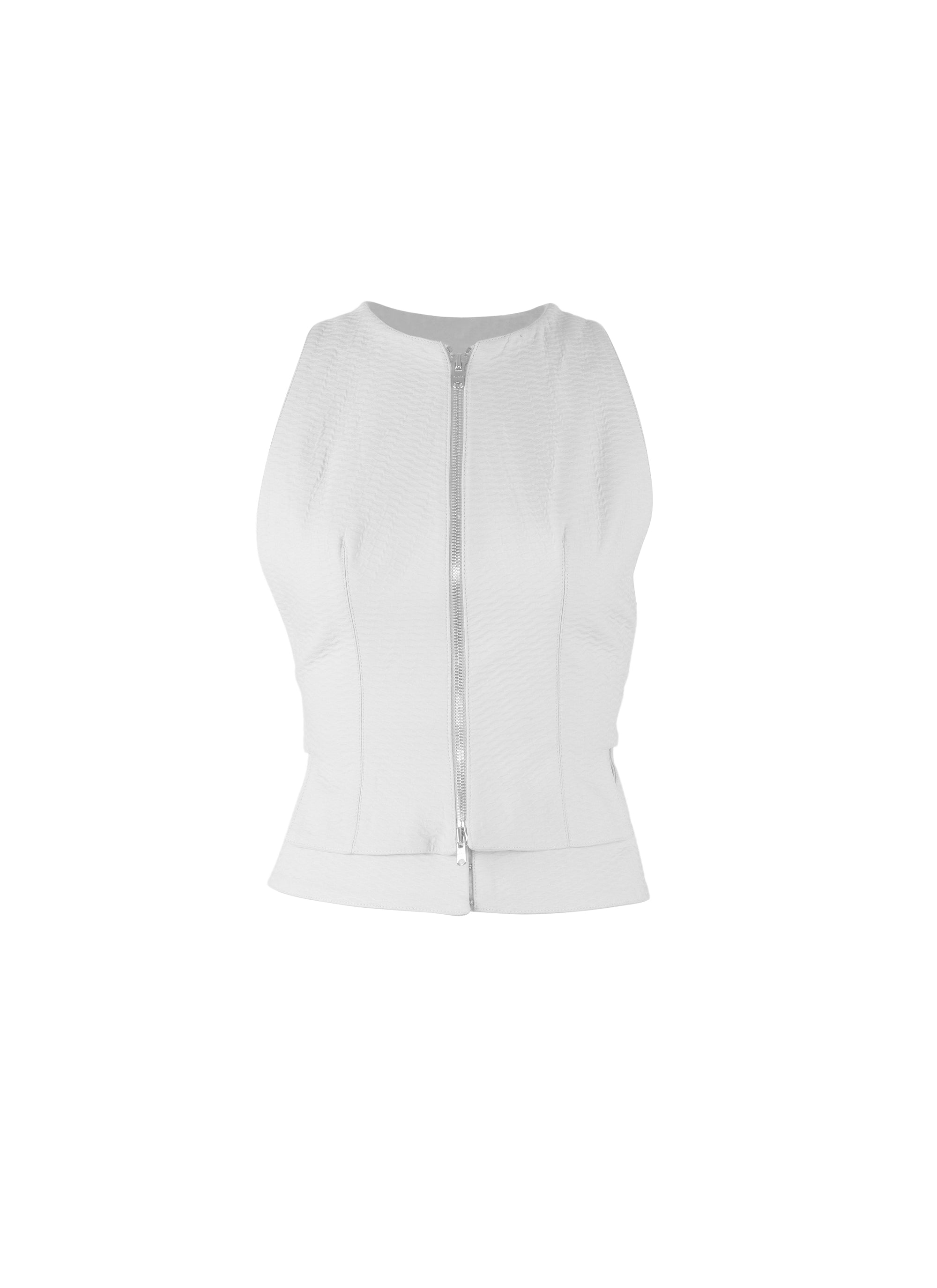 Sleeveless zip cardigan - White