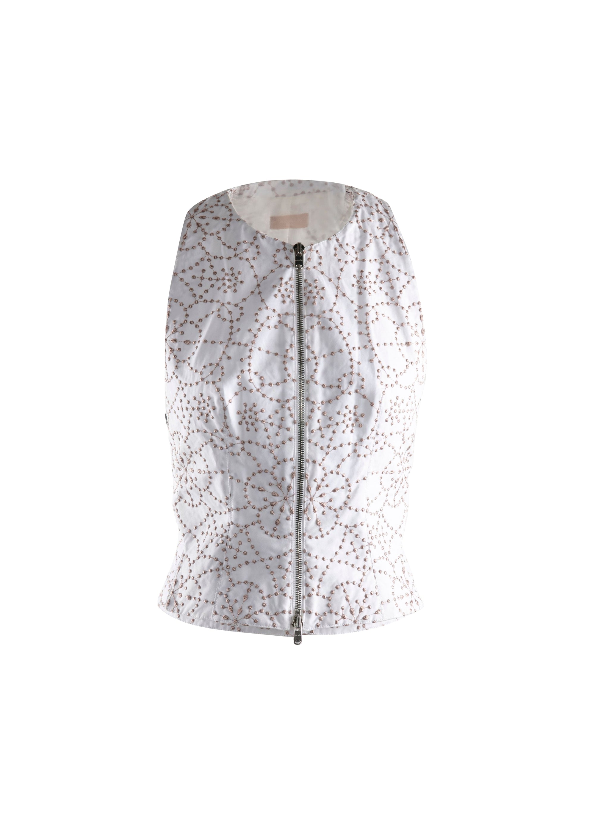 Sleeveless cardigan - White & Beige