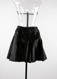 Jupe évasée en cuir - Noir
