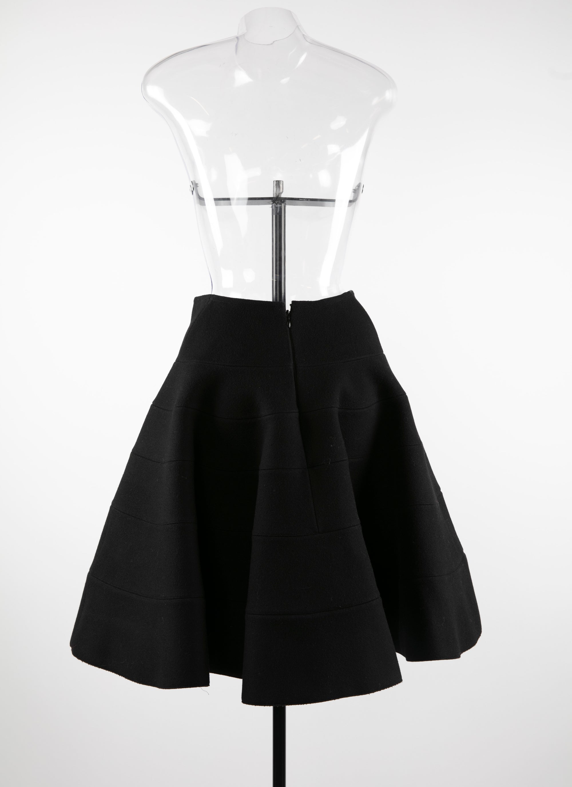 Plain mid-length skater skirt - Charcoal Black