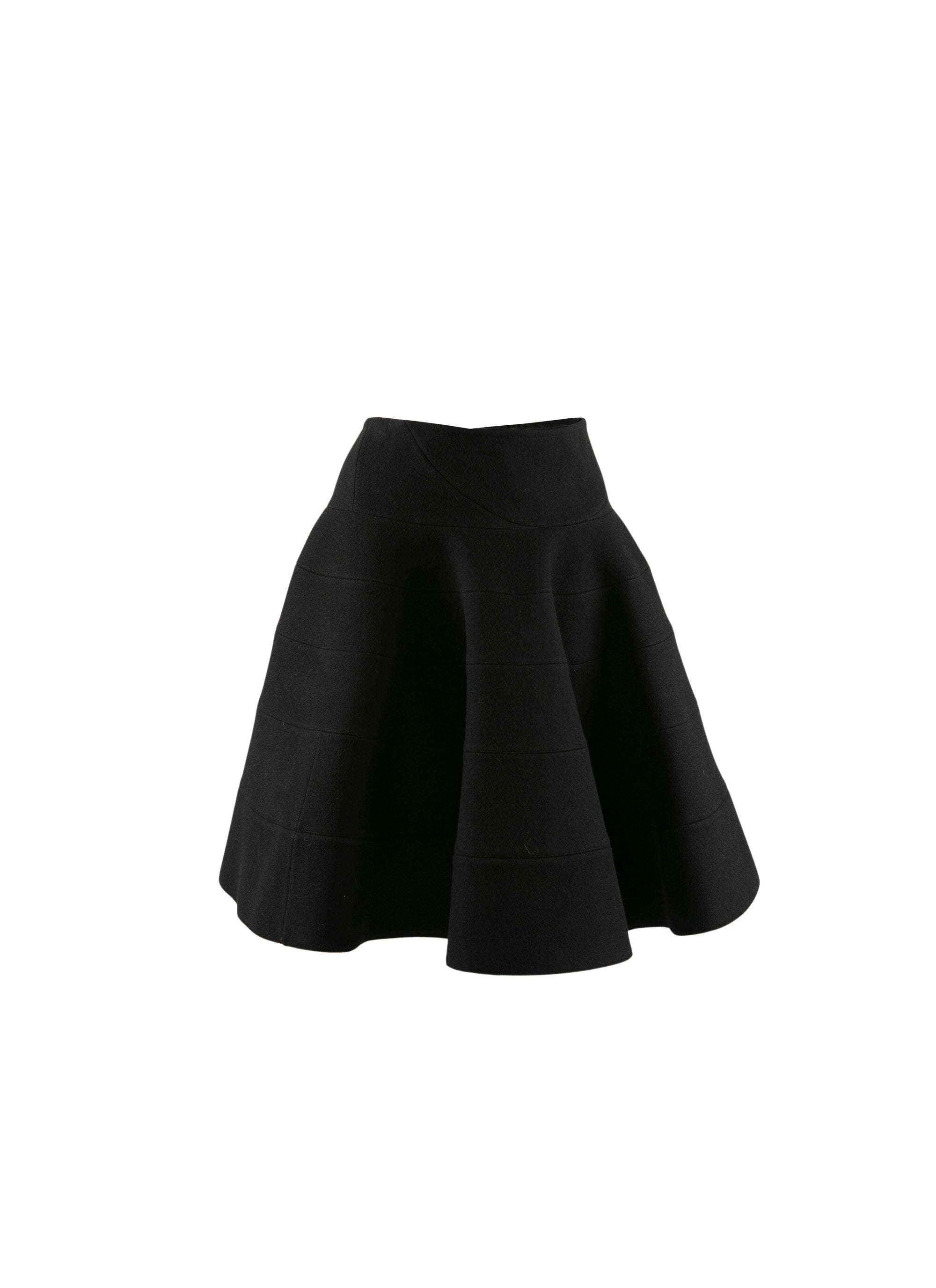 Plain mid-length skater skirt - Charcoal Black