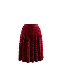 Pleated skirt with openwork details - Red
