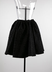 Petal skirt in wool - Black Gloss