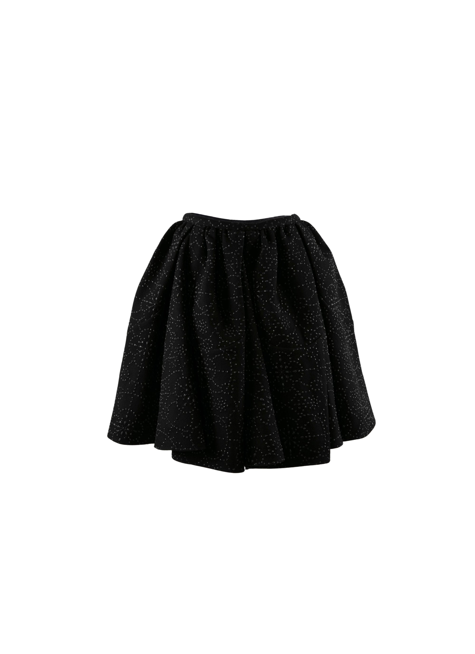 Petal skirt in wool - Black Gloss