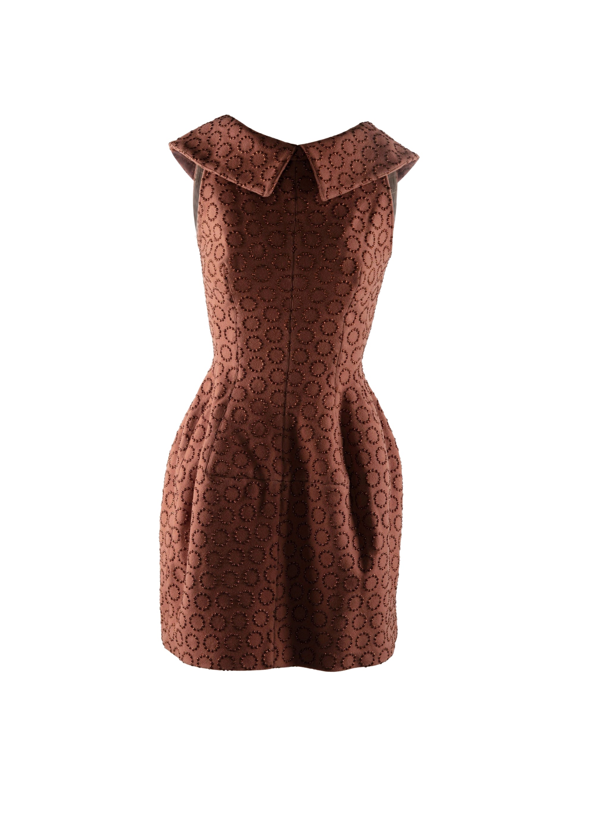 Robe courte évasée clouté sans manches à col chemise - Noisett & Or