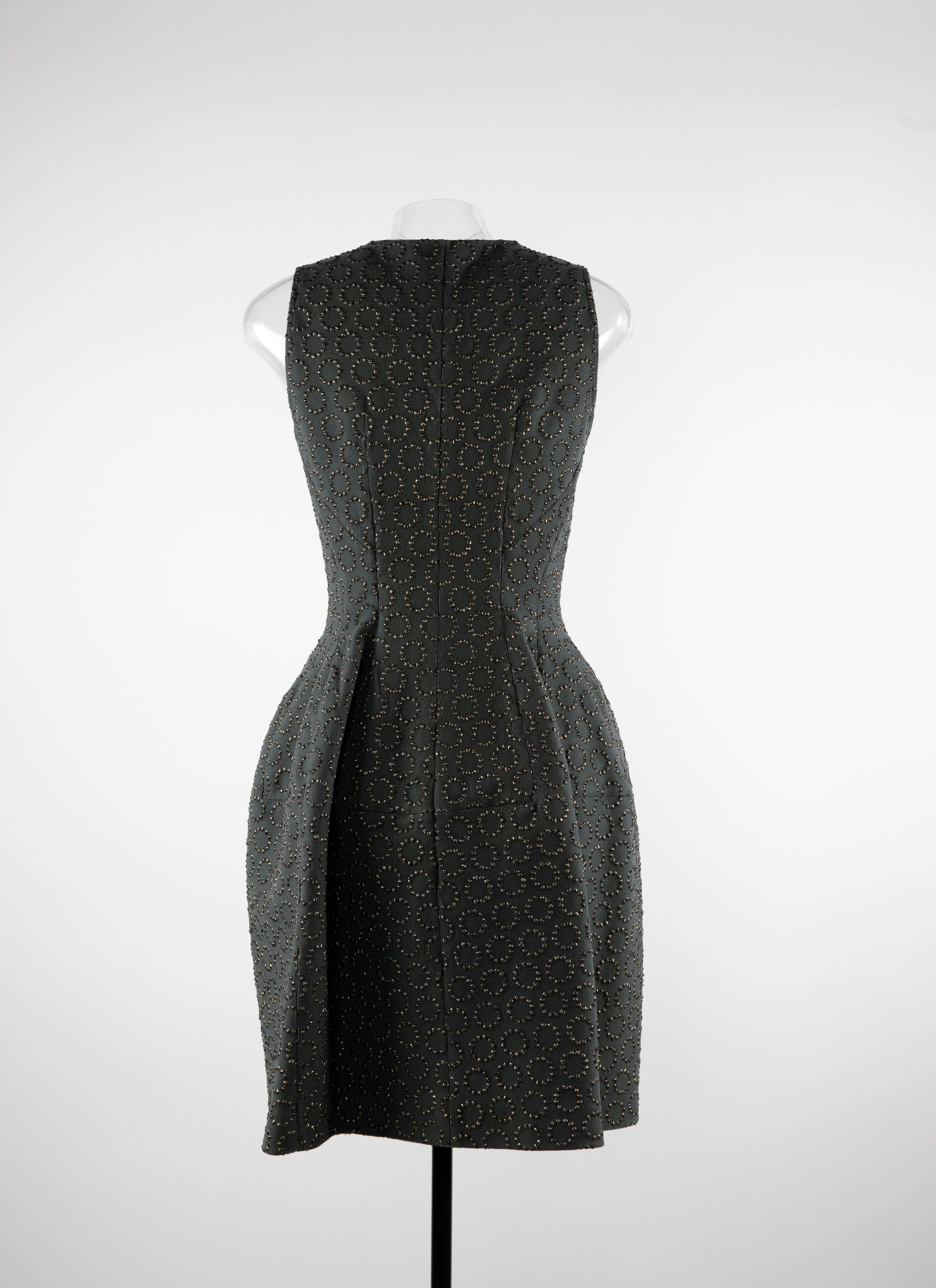 Short studded sleeveless flared dress in wool - Drill & Gold