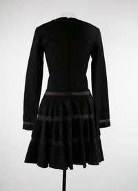 Long-sleeved flared dress - Black intense