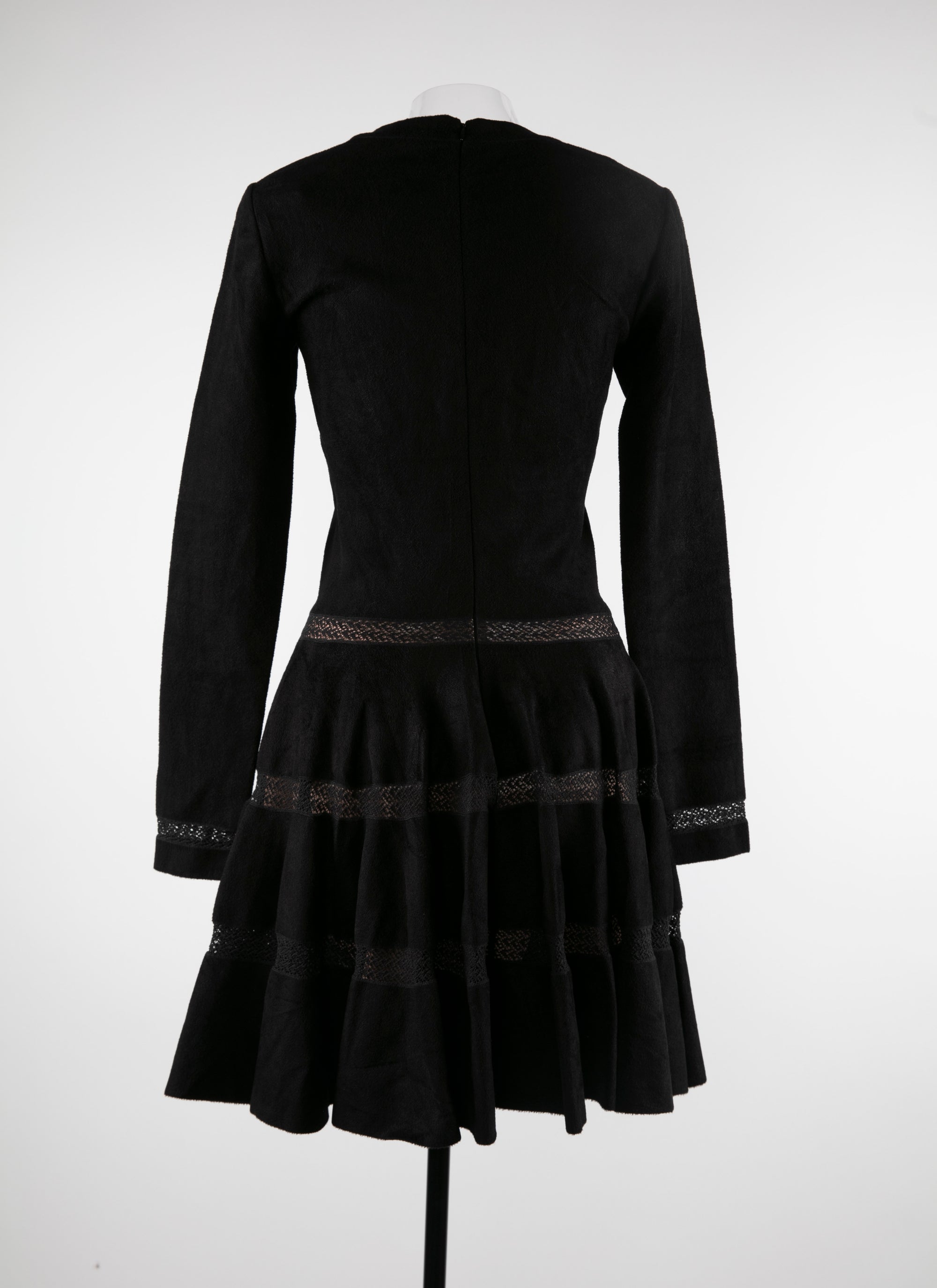 Long-sleeved flared dress - Black intense