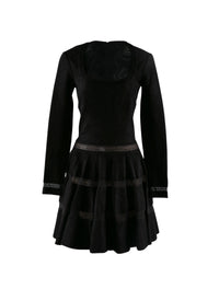 Long-sleeved flared dress - Black intense
