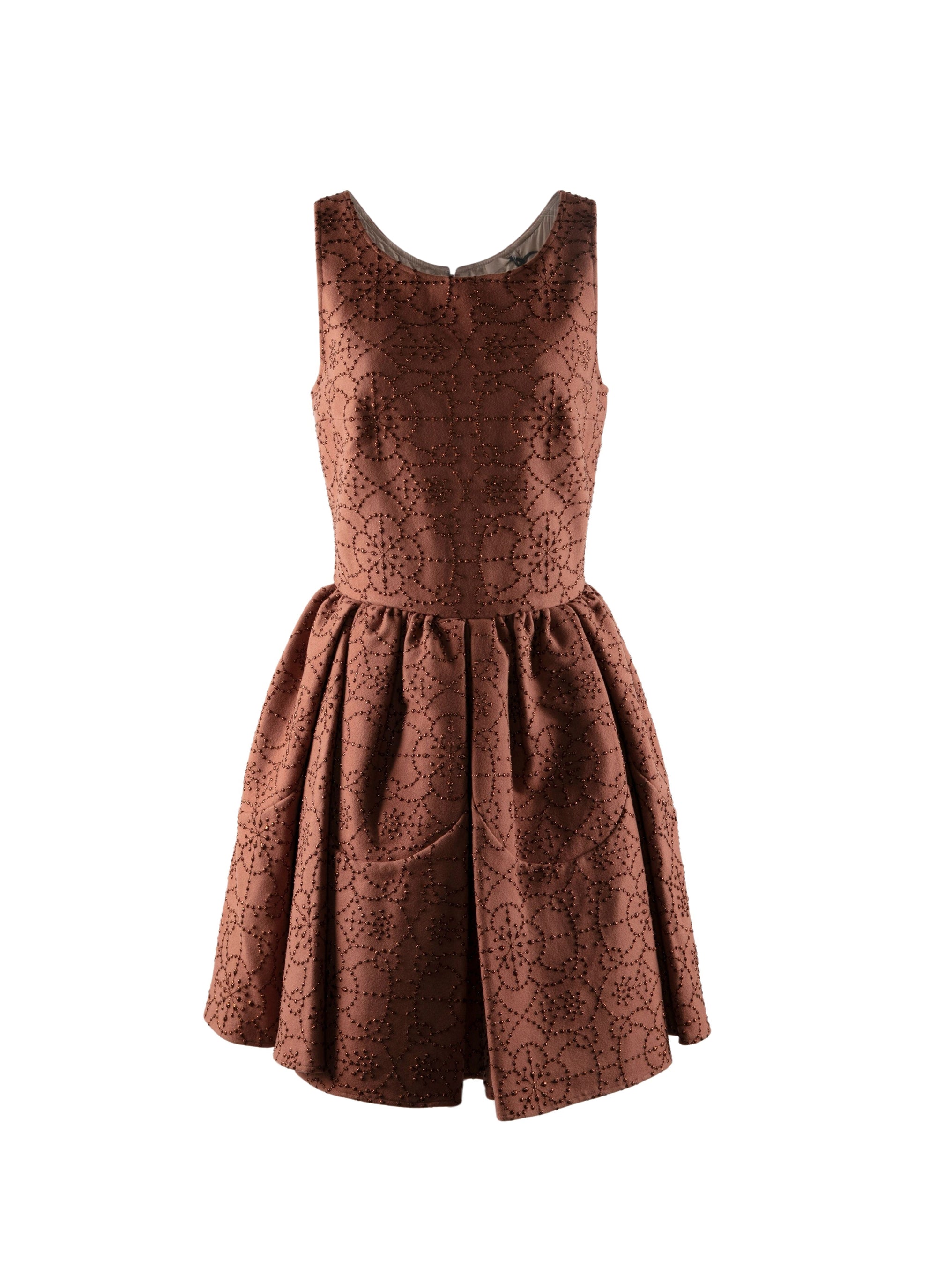 Robe pétale cloutée sans manches - Noisette & Or