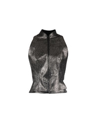 Moucheté sleeveless leather waistcoat - Black & Silver