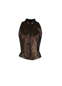 Moucheté sleeveless leather waistcoat - Black & Bronze