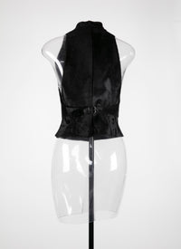 Gilet sans manches alligator en cuir - Noir