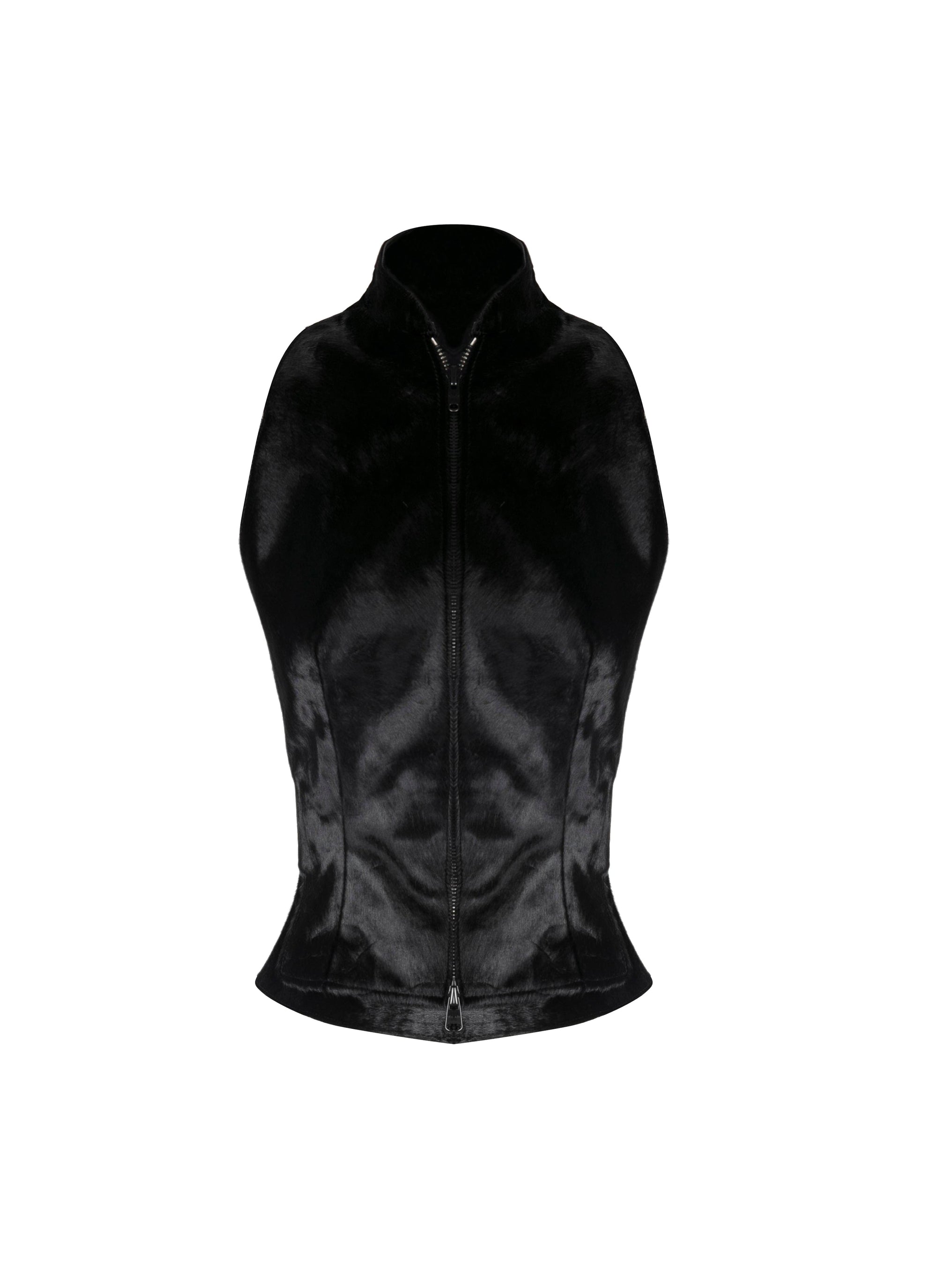 Gilet sans manches alligator en cuir - Noir