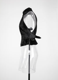 Gilet sans manches alligator en cuir - Noir