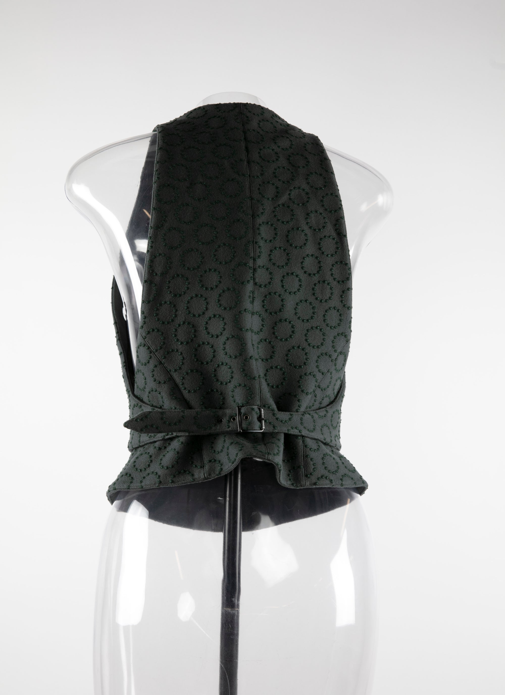 Gilet sans manches en laine - Vert Paon & Noir