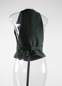 Gilet sans manches en laine - Vert Paon & Noir