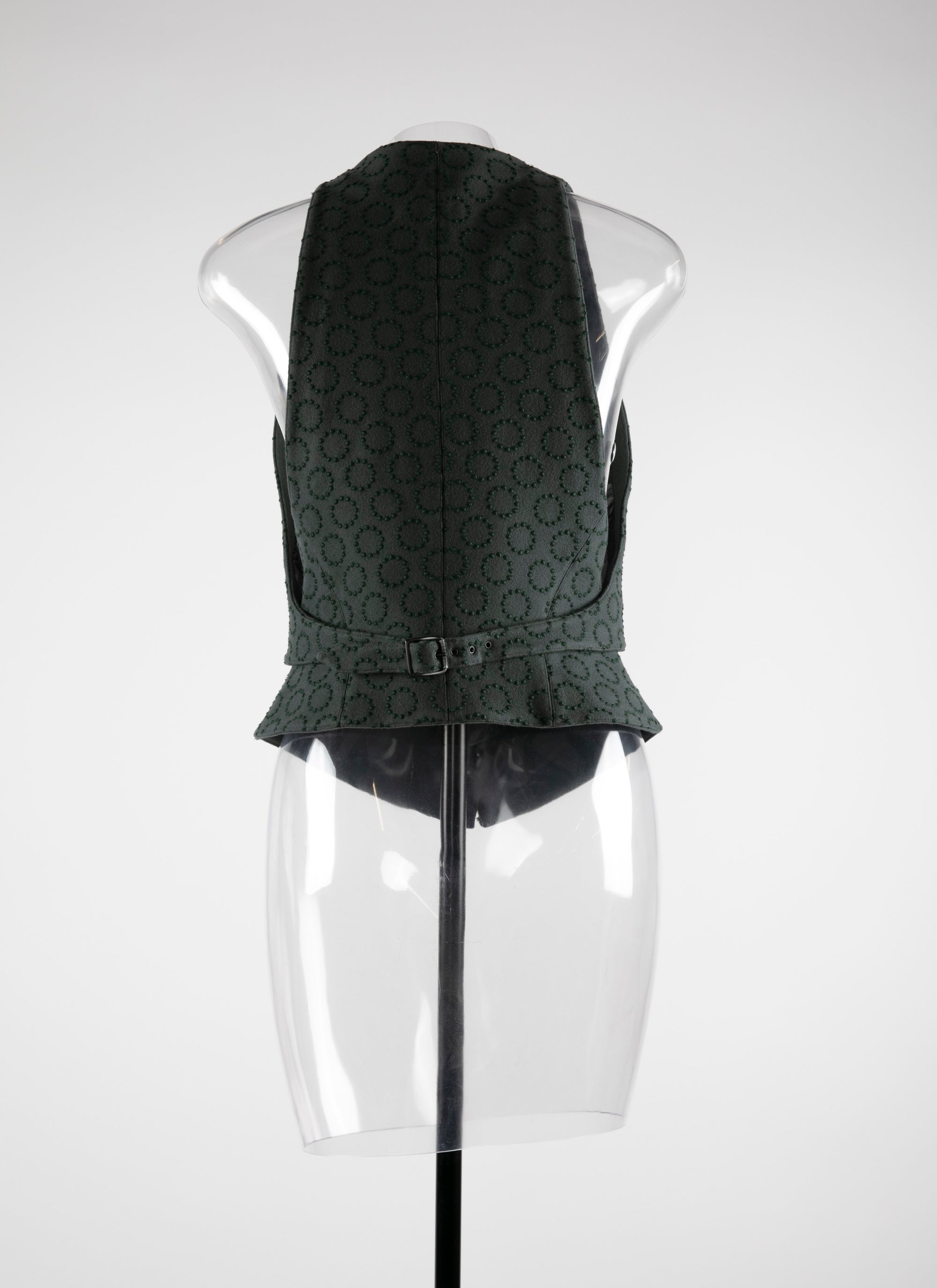 Gilet sans manches en laine - Vert Paon & Noir