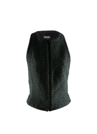 Gilet sans manches en laine - Vert Paon & Noir