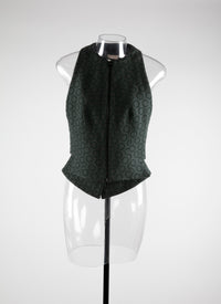 Gilet sans manches en laine - Vert Paon & Noir