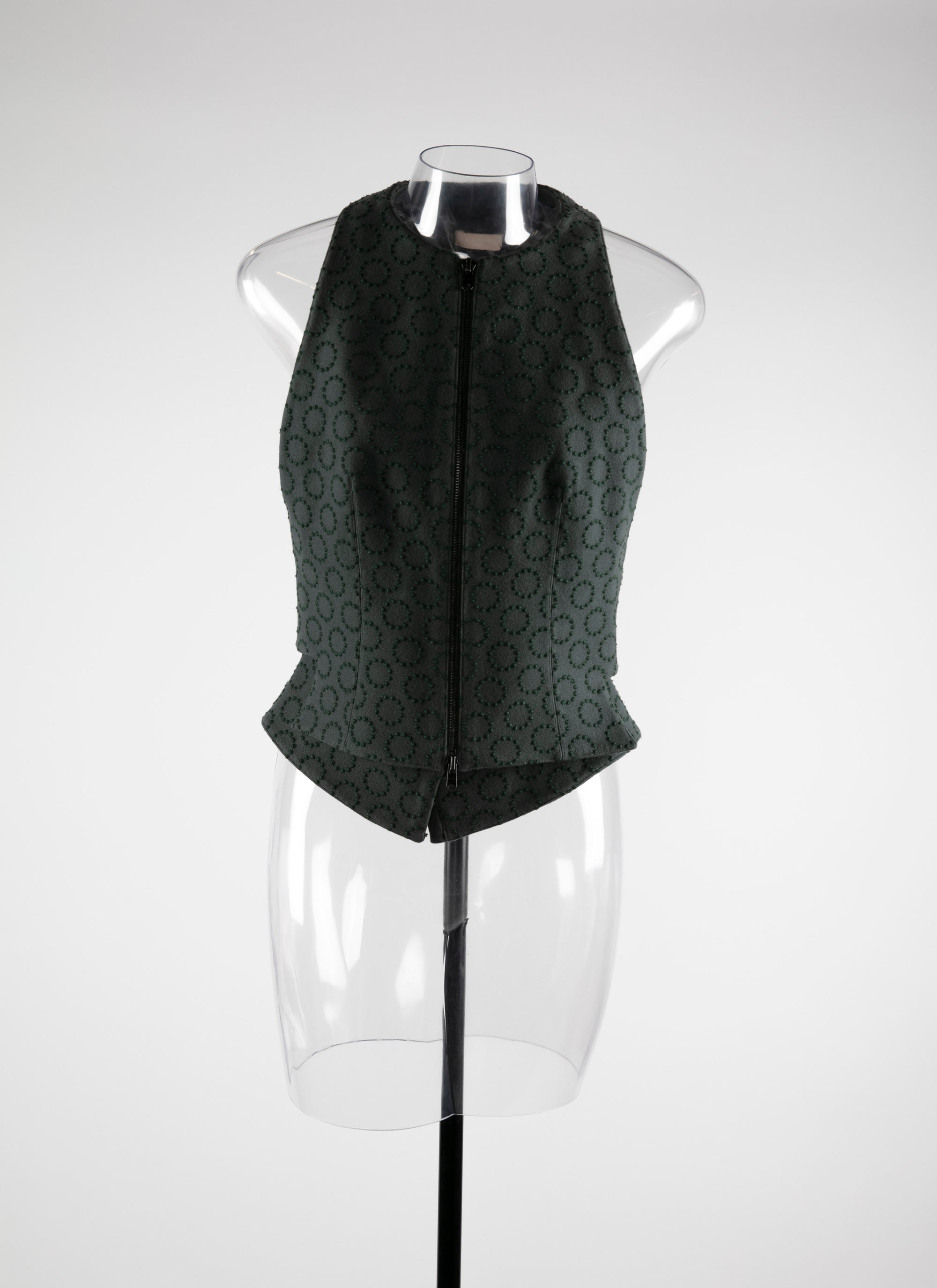 Gilet sans manches en laine - Vert Paon & Noir