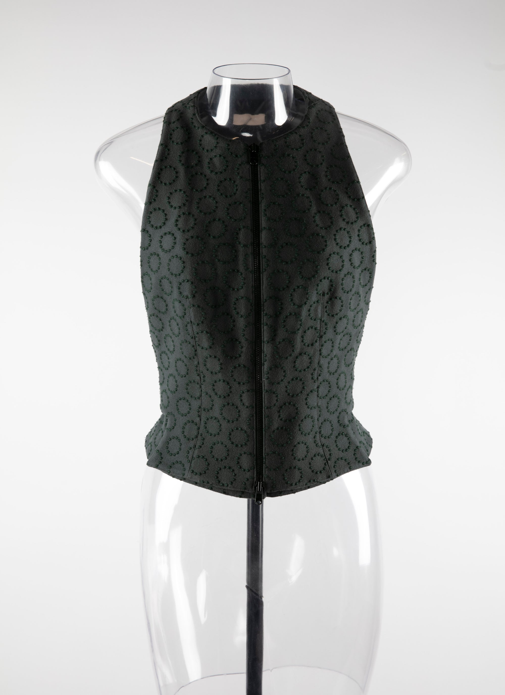 Gilet sans manches en laine - Vert Paon & Noir