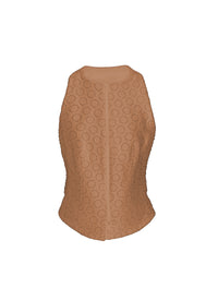 Sleeveless wool zip waistcoat - Beige & Gold