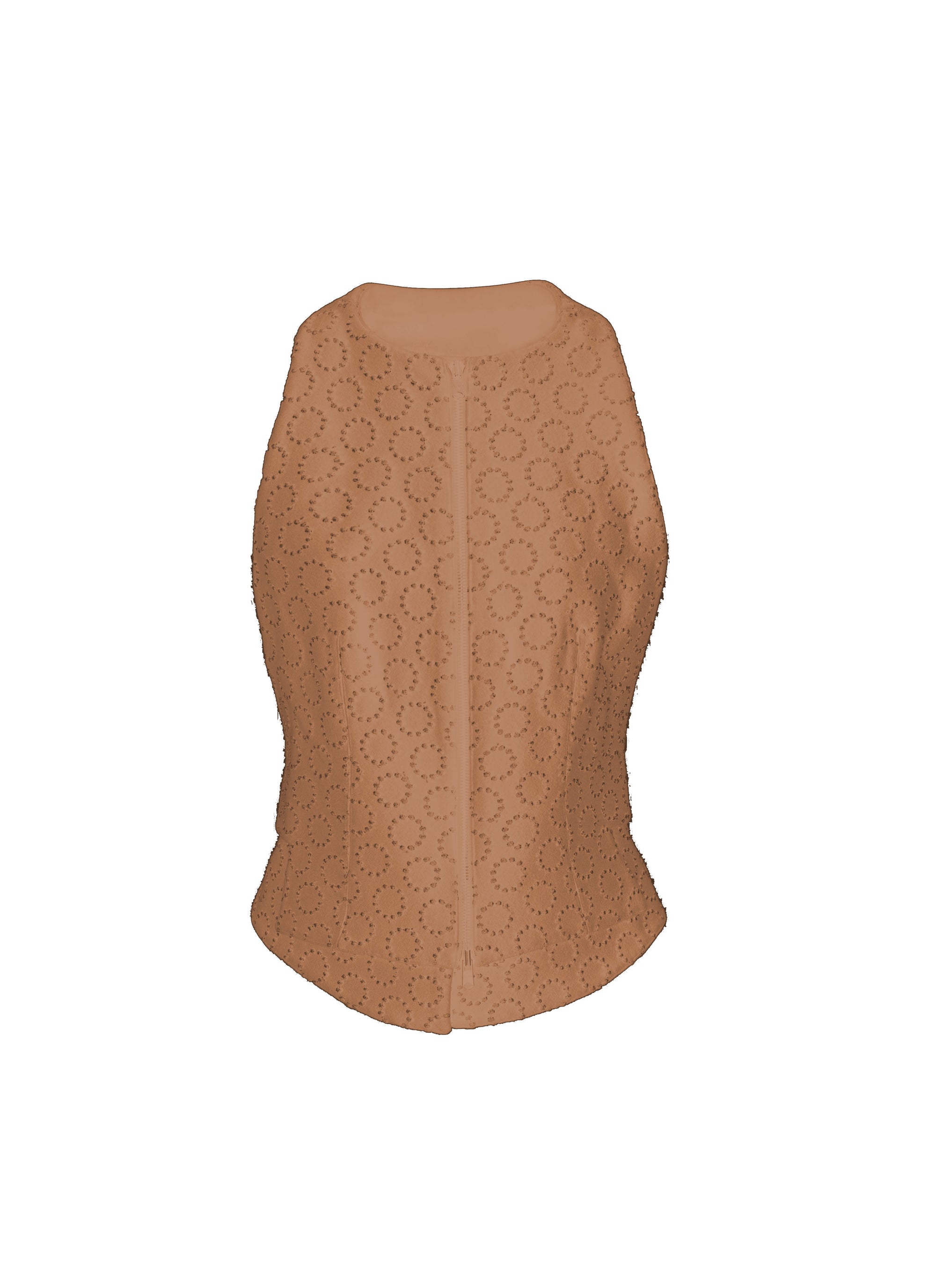 Sleeveless wool zip waistcoat - Beige & Gold