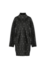 Pull à manches longues moucheté en laine - Noir