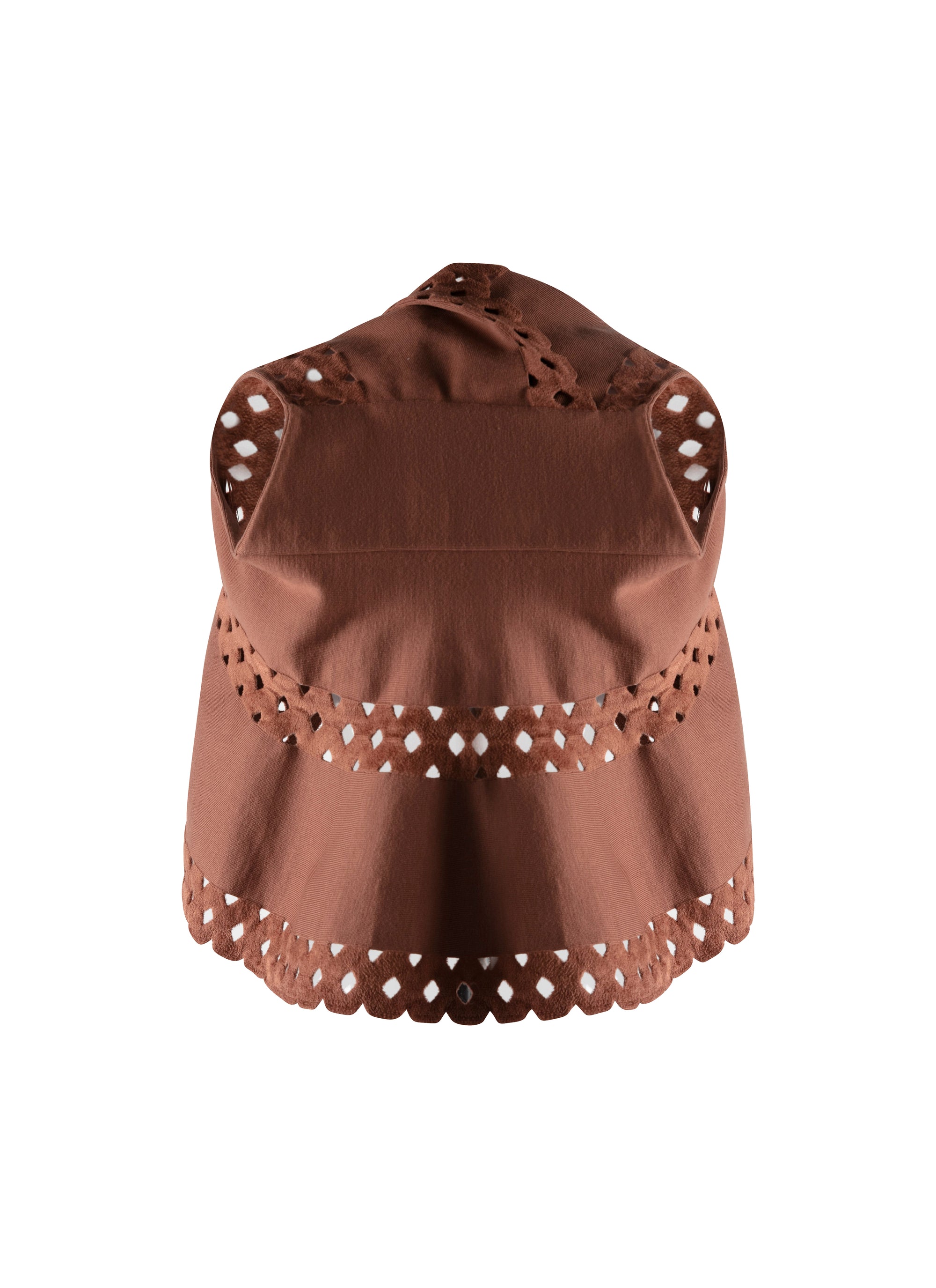 Gilet sans manches en laine et cachemire - Tabac