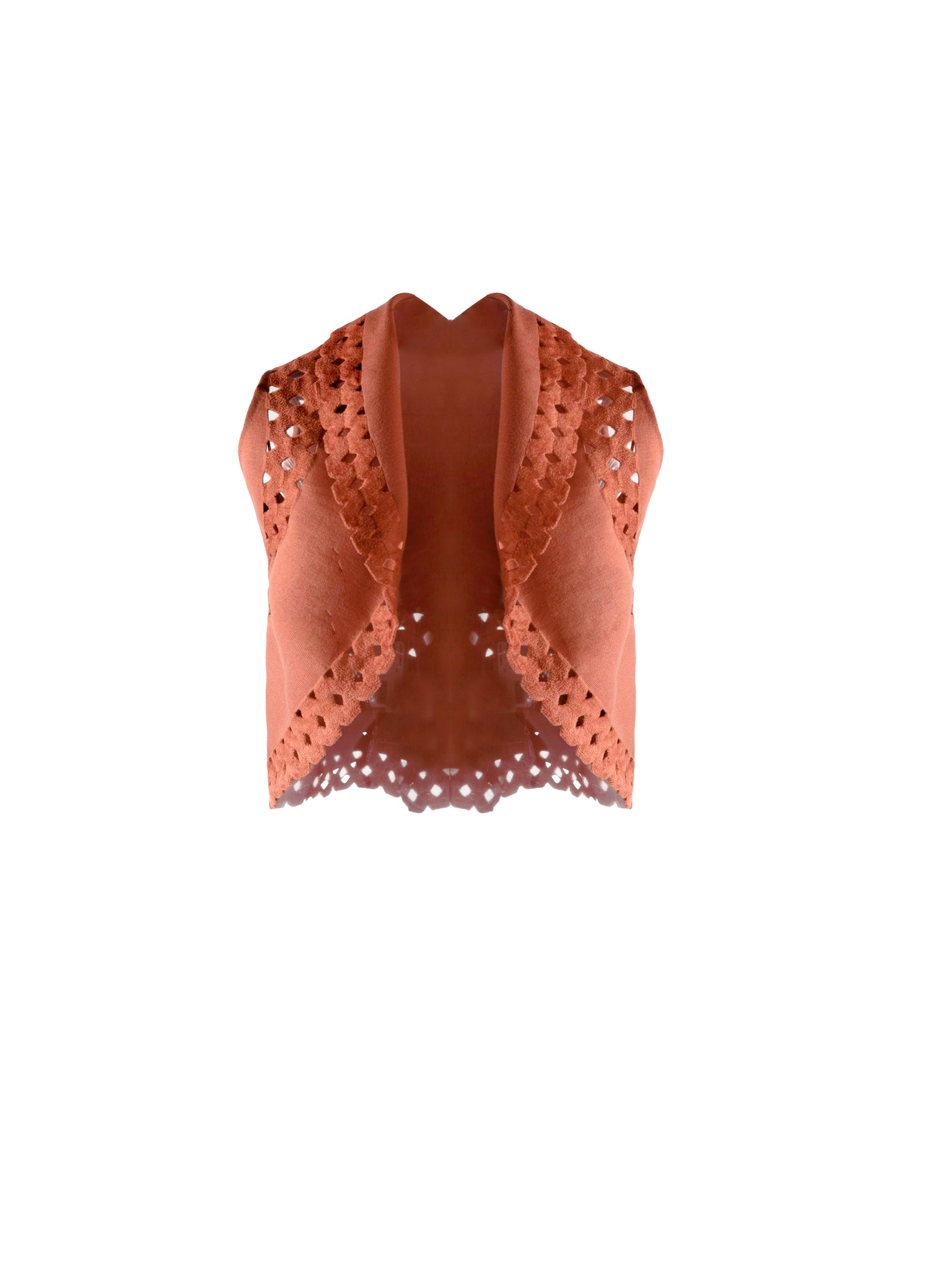 Gilet sans manches en laine et cachemire - Tabac