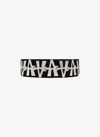 Belt with metal AA detail in leather - Black intense
