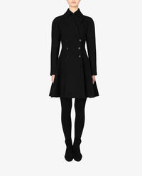 Flared coat in wool - Black