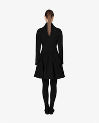 Flared coat in wool - Black
